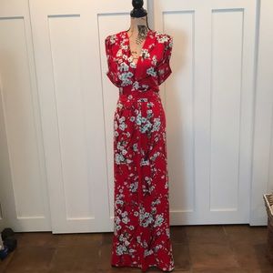 Red floral print maxi